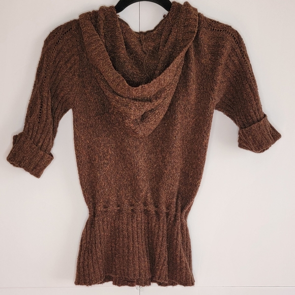 Maurices Brown Knit Hooded Cardigan Sweater Button Front Size M - Picture 9 of 11